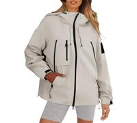 Generisch Giacca impermeabile e protezione solare, giacca funzionale unisex, alla moda, resistente all'abrasione, pratica giacca da trekking con cappuccio regolabile, bianco, 3XL