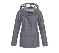 Generisch Giacca impermeabile leggera da donna come protezione dal vento con pratiche tasche, coulisse regolabile grazie alla cerniera per una vestibilità ottimale, grigio., 3XL