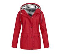 Generisch Giacca impermeabile leggera da donna come protezione dal vento con pratiche tasche, coulisse regolabile grazie alla cerniera per una vestibilità ottimale, Colore: rosso, XXL