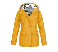 Generisch Giacca impermeabile leggera da donna come protezione dal vento con pratiche tasche, coulisse regolabile per una vestibilità ottimale in qualsiasi condizione atmosferica, giallo., 3XL