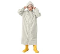 Generisch Giacca impermeabile per bambini con borsa per la scuola e cappuccio, ragazzi e ragazze, studenti, bambini, tinta unita, impermeabile lungo, beige., 2-4 Jahre