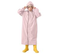 Generisch Giacca impermeabile per bambini con borsa per la scuola e cappuccio, ragazzi e ragazze, studenti, bambini, tinta unita, impermeabile lungo, Colore: rosa., 4-6 Jahre
