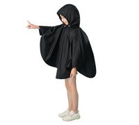 Generisch Giacca impermeabile Poncho tinta unita con cappuccio per ragazzi e ragazze, per studenti, con borsa per la scuola, abbigliamento per bambini, Nero , 3-5 Jahre