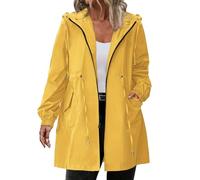 Generisch Giacca impermeabile sottile da donna, impermeabile, pieghevole, con cappuccio, leggera, traspirante, lunga giacca a vento da viaggio, poncho antipioggia da donna, giacca da mezza stagione
