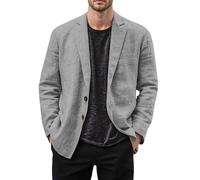 Generisch Giacca in lino alla moda da uomo come compagno versatile con un design elegante, dal taglio elegante, grigio., L