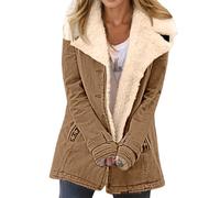 Generisch Giacca in pile a maniche lunghe per l'inverno, lunghezza media, casual, con colletto alto, pratiche tasche esterne, morbida fodera interna per un comfort accogliente nella vita di tutti i