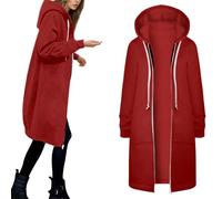 Generisch Giacca in pile da donna con chiusura lampo, tasche per un comfort casual durante le attività quotidiane, Colore: rosso, L
