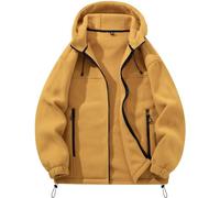 Generisch Giacca in pile da uomo con fodera termica per attività invernali all'aperto con cerniera traspirante antivento e leggera, giallo., L