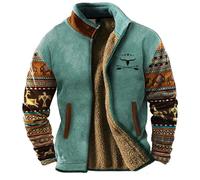 Generisch Giacca in pile da uomo, foderata in pile, per il tempo libero, per l'inverno, per l'inverno, calda, per l'aviatore, patchwork, per attività all'aria aperta, da moto, Blu, 3XL