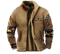 Generisch Giacca in pile da uomo, foderata in pile, per il tempo libero, per l'inverno, per l'inverno, calda, per l'aviatore, patchwork, per attività all'aria aperta, da moto, cachi, 5XL