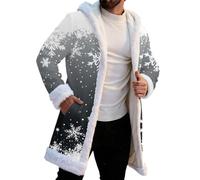 Generisch Giacca in pile da uomo, per Natale, invernale, con calda imbottitura, antivento, comoda, in pile, casual, in pile termico, grigio., S