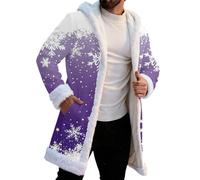 Generisch Giacca in pile da uomo, per Natale, invernale, con calda imbottitura, antivento, comoda, in pile, casual, in pile termico, viola chiaro, S