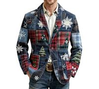 Generisch Giacca in velluto a coste con stampa - Giacca festiva per occasioni formali e celebrazioni. Design unico e raffinato per il gentleman moderno., Blu, XXL