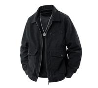 Generisch Giacca in velluto a coste da uomo, americana, oversize, giacca da lavoro vintage Y2K Streetwear, giacca da camionista imbottita, calda autunno, Nero , 4XL