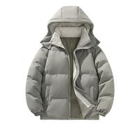 Generisch - Giacca invernale da donna corta con cappuccio, calda, trapuntata, con revers, piumino, chiusura lampo, per la mezza stagione, casual, puffer, elegante, da esterno, a tinta unita, con