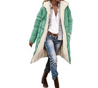 Generisch Giacca invernale da donna, lunga, calda imbottitura, giacca da donna per la transizione, leggera, trapuntata, con cappuccio, lunga su entrambe le giacche buffer, calda giacca con cappuccio