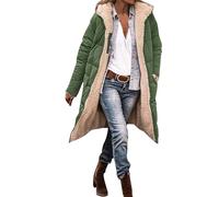 Generisch Giacca invernale da donna, lunga, calda imbottitura, giacca da donna per la transizione, leggera, trapuntata, con cappuccio, lunga su entrambe le giacche buffer, calda giacca con cappuccio