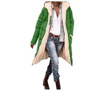 Generisch Giacca invernale da donna, lunga, calda imbottitura, giacca da donna per la transizione, leggera, trapuntata, con cappuccio, lunga su entrambe le giacche buffer, calda giacca con cappuccio