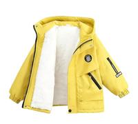 Generisch Giacca invernale da ragazzo 2026 con fodera in pile imbottita, spessa imbottitura, antivento, isolato per il freddo, giallo., 5-6 Anni