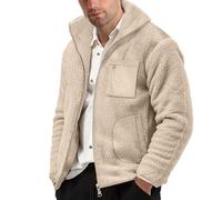 Generisch Giacca invernale da uomo, calda, in pile, casual, per le mezze stagioni, a maniche lunghe, per l'inverno, oversize, per l'autunno, calda giacca in tessuto non tessuto, A01, 3XL