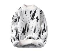 Generisch Giacca invernale da uomo Cappotto Uomo Girocollo Maglione e Inverno Nuovo Maglione Casual Carriola Guaina Tubo, bianco, L