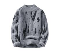 Generisch Giacca invernale da uomo Cappotto Uomo Girocollo Maglione e Inverno Nuovo Maglione Casual Carriola Guaina Tubo, grigio., L