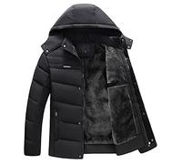 Generisch Giacca invernale da uomo giacca invernale casual Thicken Plus velluto pane cappuccio usa e getta abbigliamento esterno stringhe giacca calda, Nero , 4XL