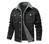 Generisch Giacca invernale da uomo imbottita ispessita calda casual Style risvolto con tasche alla moda cappotto, Nero , L