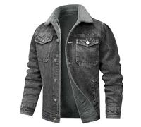 Generisch Giacca invernale da uomo imbottita ispessita calda casual Style risvolto con tasche alla moda cappotto, grigio., L