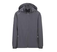 Generisch Giacca invernale da uomo, impermeabile, traspirante, con cappuccio, giacca da corsa, giacca da corsa, giacca da corsa, giacca da autunno, giacca softshell tinta unita, grigio., 3XL