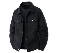 Generisch Giacca invernale da uomo, invernale, oversize, in pile, per le mezze stagioni, con chiusura lampo, calda, tinta unita, casual, per l'autunno, casual, a maniche lunghe, in tessuto non tessuto