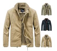 Generisch Giacca invernale da uomo, invernale, oversize, in pile, per le mezze stagioni, con chiusura lampo, calda, tinta unita, casual, per l'autunno, casual, a maniche lunghe, in tessuto non tessuto