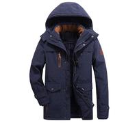 Generisch Giacca invernale da uomo - Piumino lungo con cappuccio, giacca da sci imbottita, antivento, calda giacca trapuntata softshell in taglie forti, O blu., XXXXXL