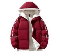 Generisch Giacca invernale da uomo trapuntata con cappuccio, giacca leggera per le mezze stagioni, per autunno e inverno, casual, a buffer, basic, comoda, calda giacca softshell spessa, antivento