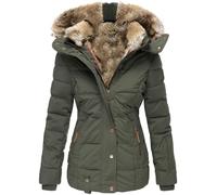 Generisch Giacca invernale in pile con cappuccio, cerniera frontale intera, foderata, antivento con colletto a bottone, per un comodo abbigliamento casual in caso di clima freddo, verde militare, 3XL