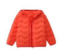 Generisch Giacca invernale per bambini, con cappuccio, giacca per le mezze stagioni, antivento, con cappuccio, tinta unita, con cerniera, outerwear 110-160, Colore: arancione., 130