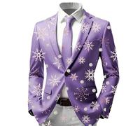 Generisch Giacca natalizia da uomo, aderente, con un bottone, per Natale, Natale, per il tempo libero, per feste, Natale, per feste di Natale, D8-lilla, XXL