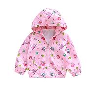 Generisch Giacca Outwear Cappotto con Cappuccio Bambino Giacca A Vento Cerniera Bambino Antivento Cappotto e Giacca Gilet Bambino, Colore: rosa., 5-6 Jahre