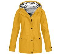 Generisch Giacca softshell da donna, leggera, sottile, impermeabile, con cappuccio, funzionale, per la primavera, per le mezze stagioni, giallo., 4XL