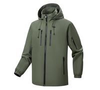 Generisch Giacca softshell da uomo 2024 per avventure escursionistiche con tecnologia traspirante antivento design moderno, verde militare, XXL