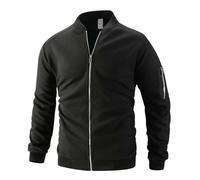 Generisch Giacca softshell da uomo in tessuto a nido d'ape, colletto alto, ispessito, giacca con tasca con cerniera, morbida, cappotto invernale, casual, per il tempo libero, Nero , L