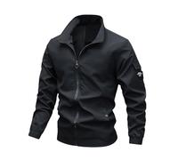 Generisch Giacca softshell da uomo, leggera, impermeabile, traspirante, per le mezze stagioni, sottile, slim fit, giacca a vento con cerniera, ad asciugatura rapida, per la pesca e le escursioni, Nero