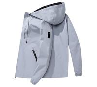 Generisch Giacca softshell da uomo, leggera, per l'autunno, antivento, sportiva, con cappuccio, con tasche, per il tempo libero, Gy1, M