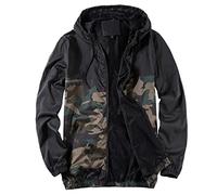 Generisch Giacca softshell da uomo, patchwork, per le attività all'aria aperta, per le mezze stagioni, per il tempo libero, pieghevole, con cappuccio, verde militare, L