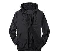 Generisch Giacca softshell da uomo, patchwork, per le attività all'aria aperta, per le mezze stagioni, per il tempo libero, pieghevole, con cappuccio, Nero , XL