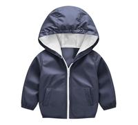 Generisch Giacca softshell per bambini, impermeabile, con cappuccio, antivento, leggera, per il tempo libero, per le mezze stagioni, per ragazzi e ragazze, giacca autunnale a vento, grigio., 90