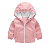 Generisch Giacca softshell per bambini, impermeabile, con cappuccio, antivento, leggera, per il tempo libero, per le mezze stagioni, per ragazzi e ragazze, giacca autunnale a vento, Colore: rosa., 120