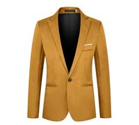 Generisch Giacca sportiva da uomo, alla moda, blazer business, giacche per il tempo libero, giacca per matrimonio, un bottone, elasticizzato, sottile, per il tempo libero, giacca regolare, cachi, M