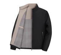 Generisch Giacca sportiva da uomo, in tinta unita, con colletto alto, casual, con tasche, per il tempo libero, giacca da aviatore, leggera zip, Nero , L