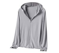 Generisch Giacca sportiva da uomo, traspirante, leggera, con zip Upf 50+, abbigliamento primavera, estate, casual, a vento, leggera, protezione solare, grigio., L